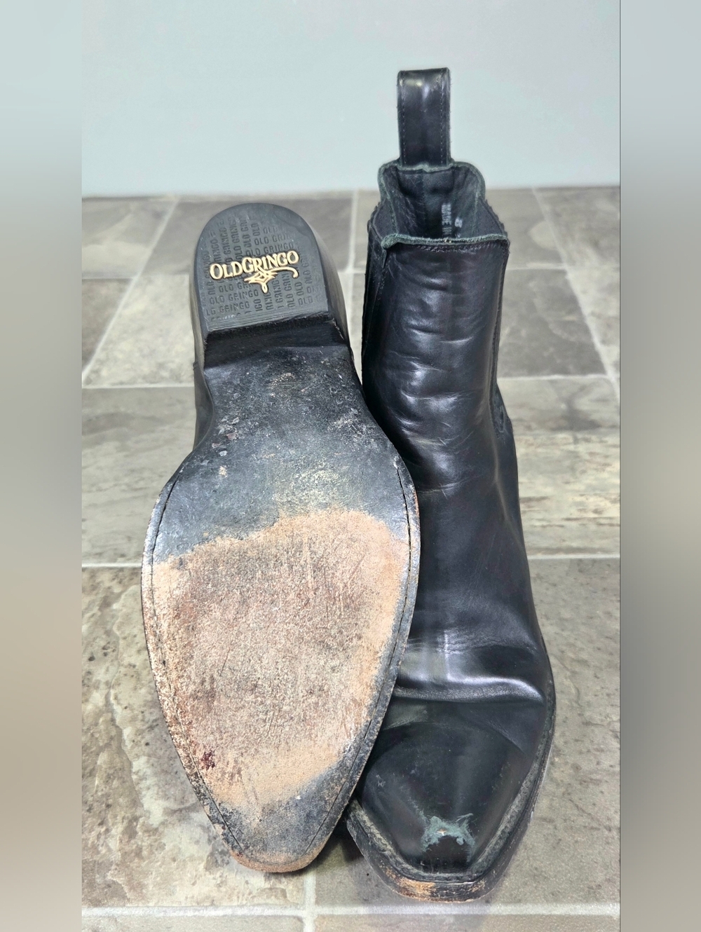 OLD GRINGO LEATHER SNIP TOE WESTERN CHELSEA ANKLE BOOTS. - Picture 6 of 12